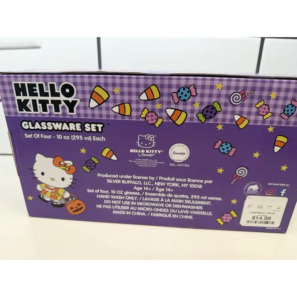 SANRIO HELLO KITTY Halloween 10oz Glassware Set Of Four Limited Edition - NEW 🎃